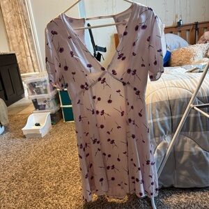 Astr Pink Dress with Purple Floral Design